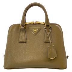 PRADA ハンドバッグ グレージュ レザー ゴールド金具 - メルカリ