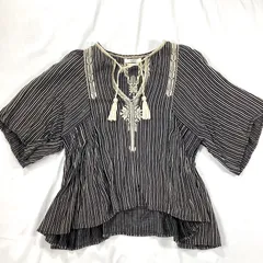 ISABEL MARANT ETOILE イザベルマラン エトワール トップス ブラウス ブラック ストライプ コットン 刺繍 サイズ36のサムネイル