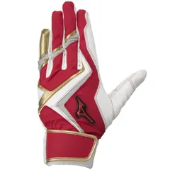 新品 野球 ミズノ バッティンググローブ バッティング 手袋 WILLDRIVE RED 両手 両手用 1EJEA240 MIZUNO (62)レッド×ホワイト×ゴールド 両手用L(26～27cm)