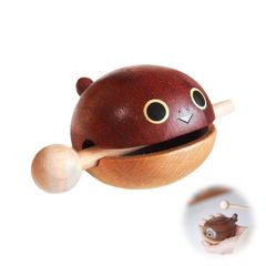 Brand New Mini Mokugyo (Wooden Fish Drum) Buddhist Altar Instrument, Whale-Shaped Stick Set, Meditation Percussion Instrument, Small Mokugyo for Striking, Percussion Instrument, Wooden, Mini, for Buddhist Altar, Pressure Reducing Artifact