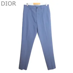 新品同様 DIOR ディオール スラックス パンツ CDロゴ 刺繍 センタープレス テーパード 013C104A4451 ブルー系 サイズ50 メンズのサムネイル