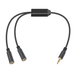 新品 Duttek 2.5mmオーディオY型延長ケーブル、2.5mm 4極オスデュアルメスAUXオーディオジャックスプリッタマイクフォン延長ケーブルカメラ、ヘッドフォンのためのゴールドプレート付き、(30cm)