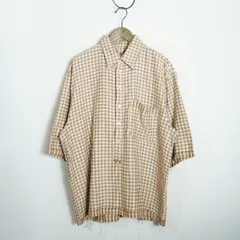 美品 24SS Camiel FORTGENS カミエル フォートへンス 60s Bowling POLO チェック プルオーバー ボーリング 半袖 ポロ シャツ 茶 M 1124P♪のサムネイル