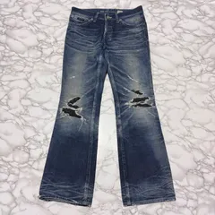 希少【DELAY by Win&Sons   【商品名】DW17-SC-009 100年加工 ユーズド加工 レザーパッチ/ブーツカット デニム パンツのサムネイル