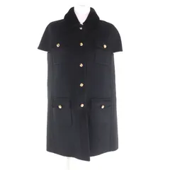 極美品★PRADA プラダ 2024年製 P608SP カシミヤ100％ シープファー付 ロゴボタン 半袖 コート ブラック 36 イタリア製 正規品 レディースのサムネイル