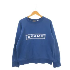 ビームス BEAMS トレーナー M 青 ブルー 長袖 クルーネック ロゴプリント ラグラン /AH27 ■ECA005