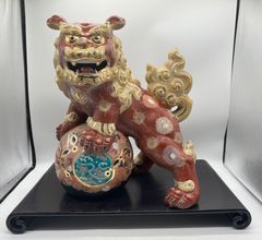 九谷焼 須栄義 金彩 龍文 唐獅子 縁起物 - メルカリ