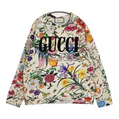 美品 グッチ スウェット トレーナー フラワー 花柄 ロゴ アイボリー M 