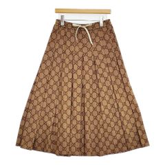 GUCCI ブラウン GGパターン ロングスカート コットン×ポリエステル 
