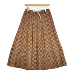 GUCCI GGテクニカルジャージースカート サイズS ケリングジャパン 526514-X7C31 モノグラム ロングスカート 20AW ベージュ ブラウン レディース グッチ【中古】6-0505G♪のサムネイル