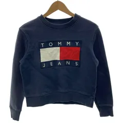 【中古】　TOMMY JEANS　スウェット　長袖　トレーナー　トップス　クルーネック　裏毛　ブランドロゴ　ワッペン　古着　/1602