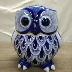 昭和レトロ 青と白のフクロウ陶器置物 昭和レトロ 青と白のフクロウ陶器置物 - メルカリ