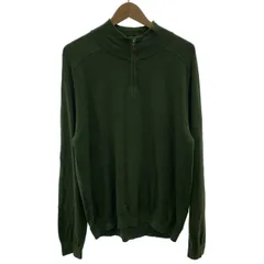 【中古】　Eddie Bauer　セーター　プルオーバー　トップス　ハーフジップ　無地　ハイゲージ　古着　/7073