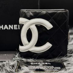 CHANEL カンボンライン 二つ折り財布 ココマーク マトラッセ ブラック