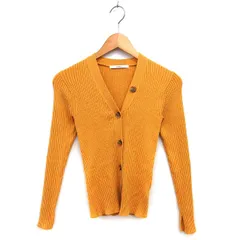 ジョンブル JOHNBULL カーディガン ニット リブ Vネック ハイゲージ スリット ストレッチ 長袖 F 黄 イエロー /NT1