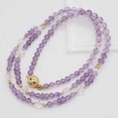 あこや真珠とアメジスト】本真珠パール＆アメジストネックレス K18金箔 