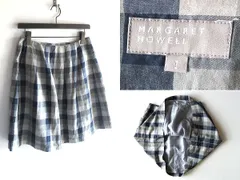 MARGARET HOWELL マーガレットハウエル コットンリネン チェックスカート 1 ネイビー グレー 日本製 MHL.のサムネイル