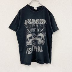 GILDAN 길단 반소매 프린트 T셔츠 헤비 메탈 페스티벌 스컬 해골 블랙 블랙 L사이즈 헌옷[가격 인하 교섭 OK!]