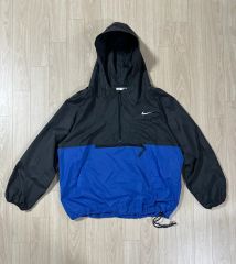 NIKE ナイロンジャケット ハーフジップ ブラック ブルー - メルカリ