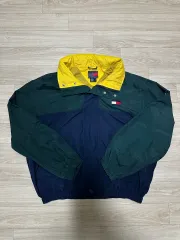 Tommy Hilfiger トミーヒルフィガー ウィンドブレーカー グリーン/ネイビー/黄色 M (USA)
