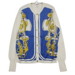 希少】HERMES カーディガン シルク100% Hロゴ スカーフ柄 42 - メルカリ