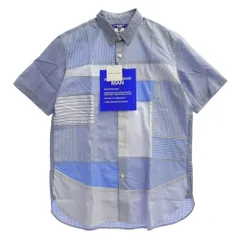 JUNYA WATANABE COMME des GARCONS MAN ジュンヤワタナベコムデギャルソンマン 24SS WM-B015 AD2023 パッチワーク ストライプ チェック 切替 半袖 シャツ ブルー系 L【極上美品】【中古】のサムネイル