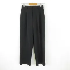 ユニクロ UNIQLO パンツ タック ワイド ロング 黒 S *T641
