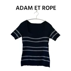 Adam et Rope アダムエロペ リブニットTEE ブラック×オフホワイト FREE サマーニット