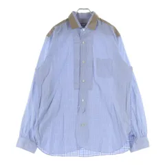 JUNYA WATANABE COMME des GARCONS (ジュンヤワタナベ コムデギャルソン) 26SS チェック切替ストライプ長袖シャツ ブルー WQ-B025のサムネイル