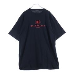 定番ブラック】バレンシアガ バックロゴTシャツ ワッペン パッチワーク 