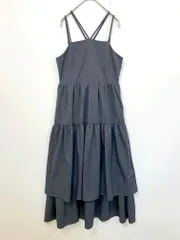美品 JUNOAH ジュノア ダブルストラップ ティアード キャミソール ワンピース sizeS/グレー ■■ レディース