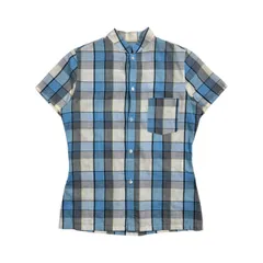 フランス製 A.P.C. アーペーセー チェック柄 スタンドカラー 半袖 シャツ サイズ 38 /ブルー系 レディースのサムネイル
