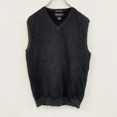 Eddie Bauer　エディーバウアー　Fine Italian Merino　ウールニットベスト　ヘリンボーン柄　ダークグレー　Sサイズ　古着【値引き交渉OK！】のサムネイル