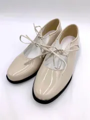 未使用■BONLECILL noir ボンルシール ノワール ダブルリボンストラップバレエ パンプス sizeM/ベージュ ■■ レディース