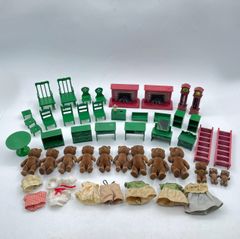 シルバニアファミリー レア初期 食器セット 緑の家具 エポック社