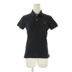 ラルフローレン RALPH LAUREN THE SKINNY POLO ポロシャツ 鹿の子 M 黒 ブラック 半袖 襟付き ロゴ刺繍 /CK48 ■ECE003
