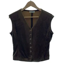 【中古】　JIL SANDER　ベスト　レイヤード　トップス　Vネック　フルボタン　ベロア　無地　オーバーサイズ　イタリア製　古着　/2497のサムネイル