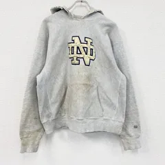 90s　University of Notre Dame　スウェットパーカー/フーディー　ボロ　霜降りグレー　XLサイズ　古着【値引き交渉OK！】