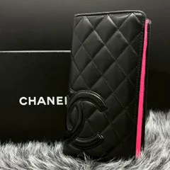 【甘さだけじゃ、終わらない】　CHANEL　長財布 カンボンライン ココマーク マトラッセ ラムスキン　ブラック ピンク
