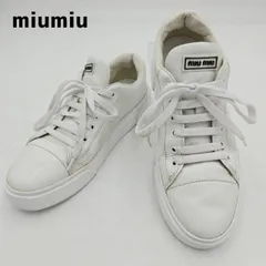 MIUMIU　ミュウミュウ　厚底ロゴスニーカー　レザー　ローカット　レースアップ　5E828C　38.5　ホワイト/白のサムネイル