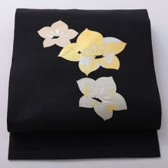 付け帯 作り帯 夏用 絽 金彩 桔梗 芝草 ネイビーカラー 着物 054tz