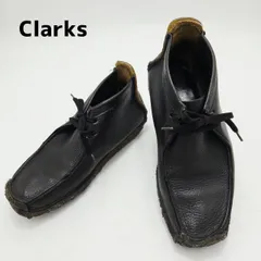 Clarks　クラークス　Wallabees/ワラビー　アイルランド製　レザーレースアップシューズ　モカシン　7　ブラック/黒
