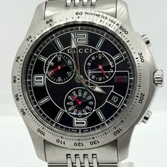 新品電池交換/稼働 グッチ 5500 クロノグラフ トリプルカレンダー