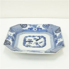 中古美品✨九谷焼 宮内庁御用達 長左窯 青華祥瑞小紋 輪花長皿✨中皿 山本長左 中古美品✨九谷焼 宮内庁御用達 長左窯 青華祥瑞小紋 輪花長皿✨中皿