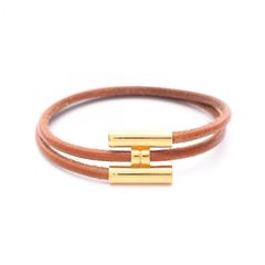 HERMES トゥルニトレッセ ブレスレット エルメス レザー レッド