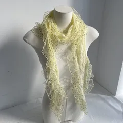 ガーゼ スカーフ レース付き ヘアバンド 春 夏 薄手 ストール チュール