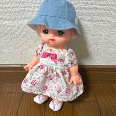 ハンドメイド品 ぽぽちゃんサイズお人形服 スモック•ズボン•帽子セット