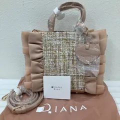 Y2803　美品　DIANA　ダイアナ　2way　ショルダーバッグ　ハンドバッグ　チャーム付き　フリル　ツイード　リボン　ハート　ピンク　ピンクベージュ　レディース　シンプル　きれいめ　上品