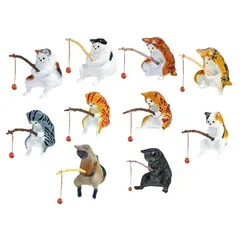 【新品】 10個 猫釣り置物 水槽 釣り猫 家庭用置物飾 り ミニ 和風 癒し懸 造景 オーナメント 水族館の インテリア 雑貨 樹脂 ミニ 店舗飾り オブジェ 1のサムネイル