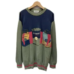 【中古】　ICEBERG　セーター　長袖　ニット　トップス　クルーネック　バイカラー　ブランドロゴ　缶　刺しゅう　イタリア製　古着　/1156のサムネイル